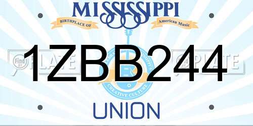 1ZBB244 Mississippi License Plate