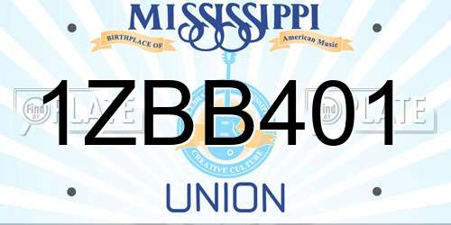 1ZBB401 Mississippi License Plate