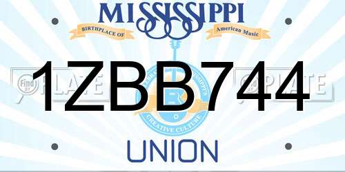 1ZBB744 Mississippi License Plate