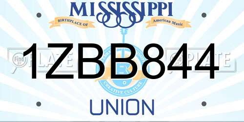 1ZBB844 Mississippi License Plate