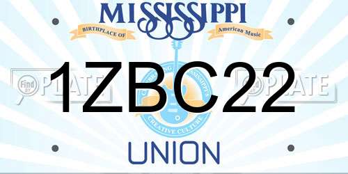 1ZBC22 Mississippi License Plate