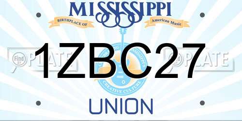1ZBC27 Mississippi License Plate