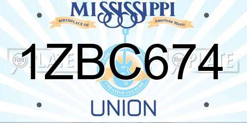 1ZBC674 Mississippi License Plate