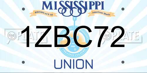 1ZBC72 Mississippi License Plate