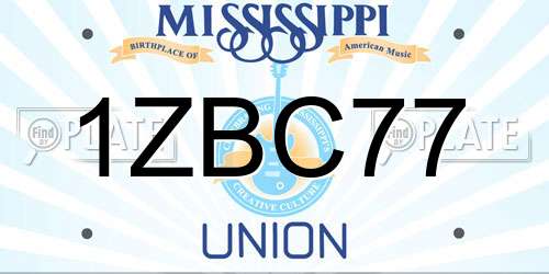 1ZBC77 Mississippi License Plate