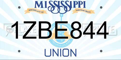 1ZBE844 Mississippi License Plate