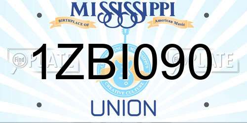 1ZBI090 Mississippi License Plate