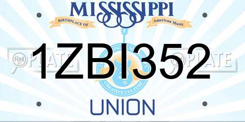 1ZBI352 Mississippi License Plate
