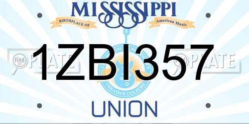 1ZBI357 Mississippi License Plate