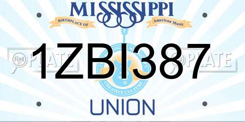 1ZBI387 Mississippi License Plate