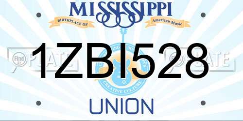 1ZBI528 Mississippi License Plate