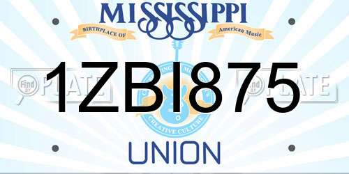 1ZBI875 Mississippi License Plate