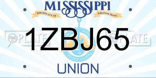 1ZBJ65 Mississippi License Plate