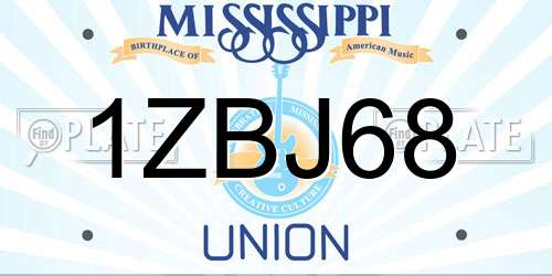 1ZBJ68 Mississippi License Plate