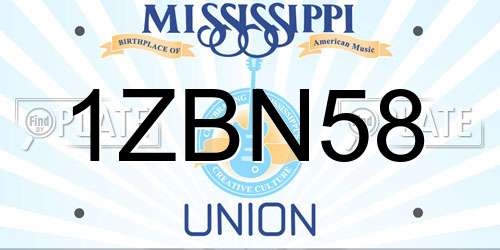 1ZBN58 Mississippi License Plate