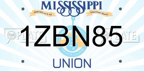 1ZBN85 Mississippi License Plate