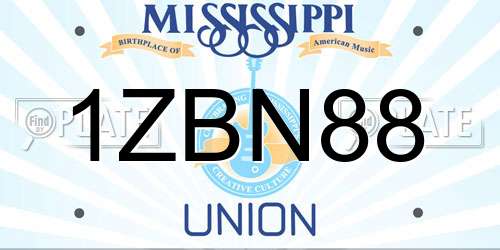 1ZBN88 Mississippi License Plate