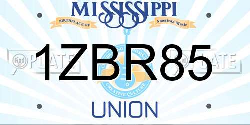 1ZBR85 Mississippi License Plate
