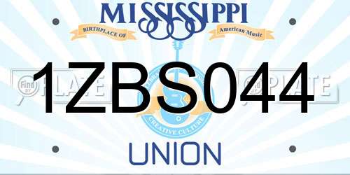 1ZBS044 Mississippi License Plate
