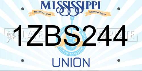 1ZBS244 Mississippi License Plate