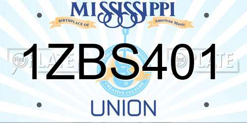 1ZBS401 Mississippi License Plate
