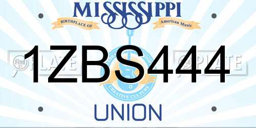 1ZBS444 Mississippi License Plate