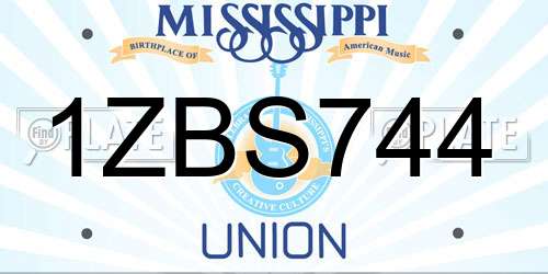 1ZBS744 Mississippi License Plate
