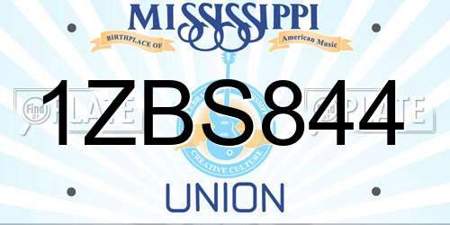 1ZBS844 Mississippi License Plate