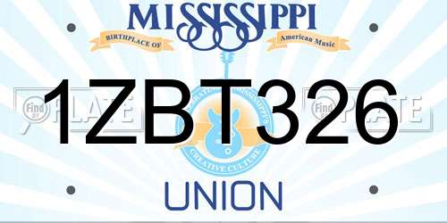 1ZBT326 Mississippi License Plate