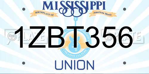 1ZBT356 Mississippi License Plate