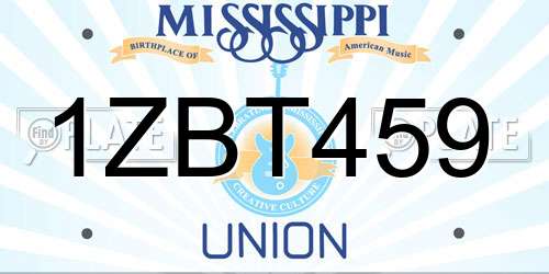 1ZBT459 Mississippi License Plate