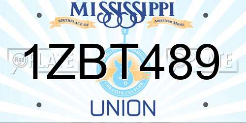 1ZBT489 Mississippi License Plate