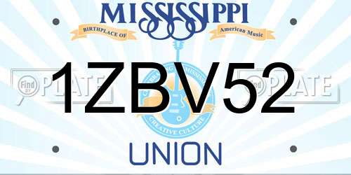 1ZBV52 Mississippi License Plate