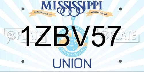 1ZBV57 Mississippi License Plate