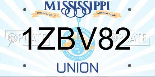 1ZBV82 Mississippi License Plate