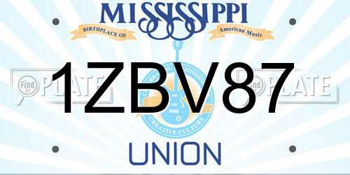 1ZBV87 Mississippi License Plate