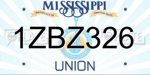 1ZBZ326 Mississippi License Plate