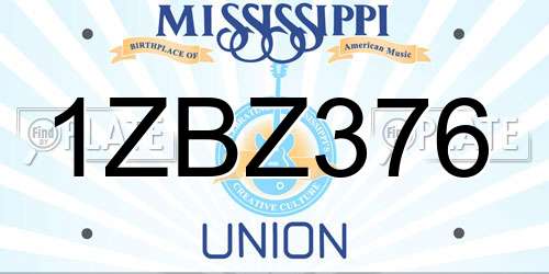 1ZBZ376 Mississippi License Plate