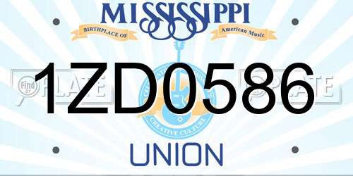 1ZD0586 Mississippi License Plate