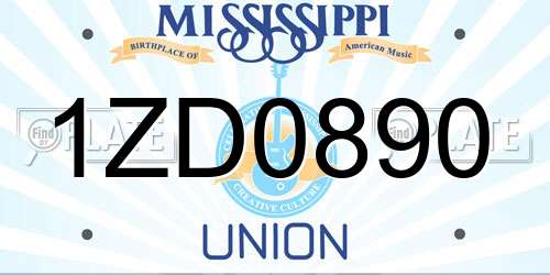 1ZD0890 Mississippi License Plate