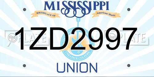 1ZD2997 Mississippi License Plate