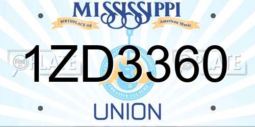 1ZD3360 Mississippi License Plate