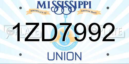 1ZD7992 Mississippi License Plate
