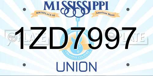 1ZD7997 Mississippi License Plate