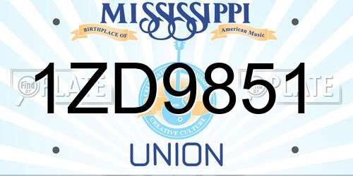 1ZD9851 Mississippi License Plate