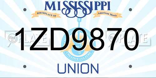 1ZD9870 Mississippi License Plate