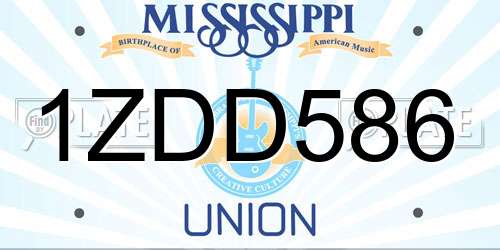 1ZDD586 Mississippi License Plate