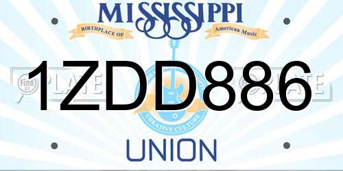 1ZDD886 Mississippi License Plate
