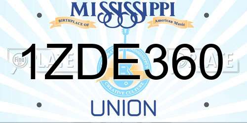 1ZDE360 Mississippi License Plate