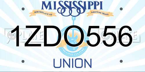 1ZDO556 Mississippi License Plate